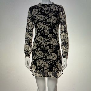 ASTR Black Floral Print Shift Dress Small Flowy Cutout Long Sleeve Nordstrom